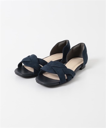 交叉寬帶涼鞋(藏青色-37-NAVY)