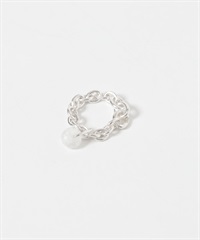 天然石×925純銀鍊條戒指(其他白色-one-其他白色)