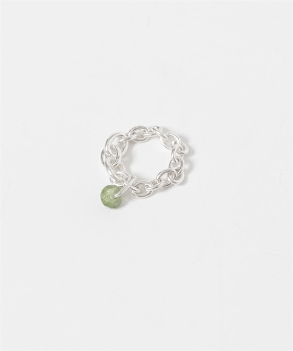 天然石×925純銀鍊條戒指(綠色-one-GREEN)