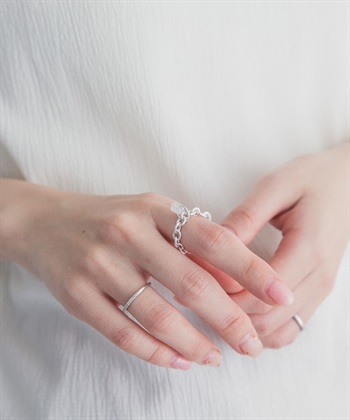 天然石×925純銀鍊條戒指