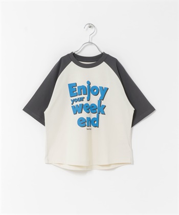 LOGO印花連肩袖T恤(KIDS)(炭灰色-120(115-125)-CHARCOAL GRAY)