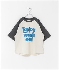 LOGO印花連肩袖T恤(KIDS)(炭灰色-120(115-125)-CHARCOAL GRAY)