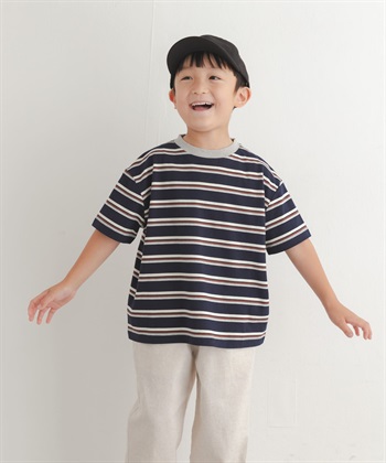 不規則橫紋寬版T恤(KIDS)