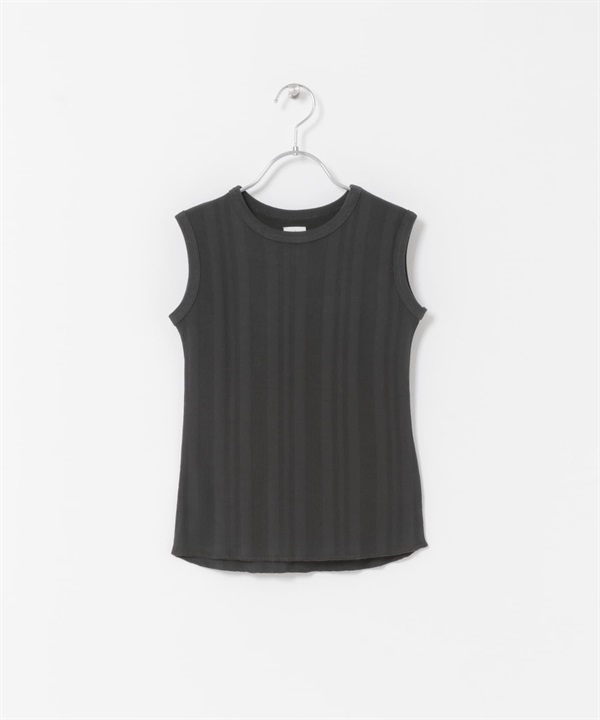 無袖羅紋上衣(KIDS)(炭灰色-120(115-125)-CHARCOAL GRAY)
