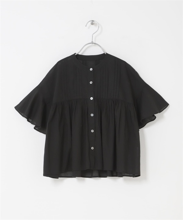 【親子裝】棉質薄紗細褶罩衫 (KIDS)(黑色-120(115-125)-BLACK)
