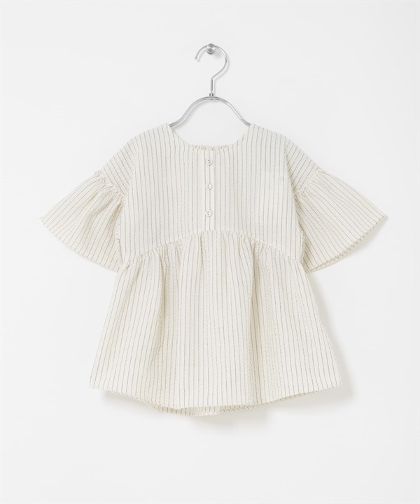 2WAY直條紋罩衫(KIDS)(米色-120(115-125)-OFF WHITE)