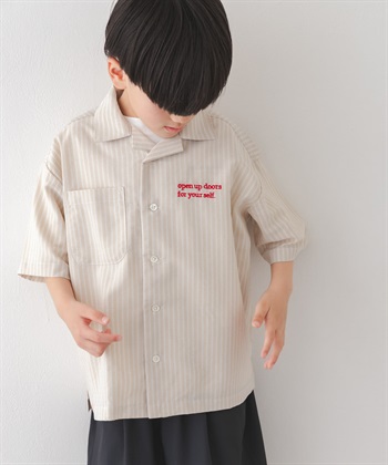 LOGO刺繡直條紋襯衫(KIDS)