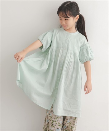 【親子裝】棉質巴里紗泡泡袖洋裝(KIDS)