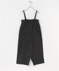 荷葉邊細肩帶連身寬褲(KIDS)(黑色-120(115-125)-BLACK)