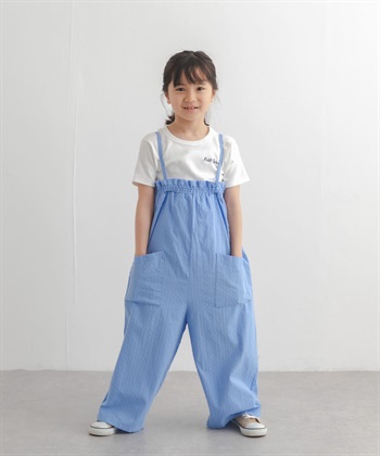 荷葉邊細肩帶連身寬褲(KIDS)