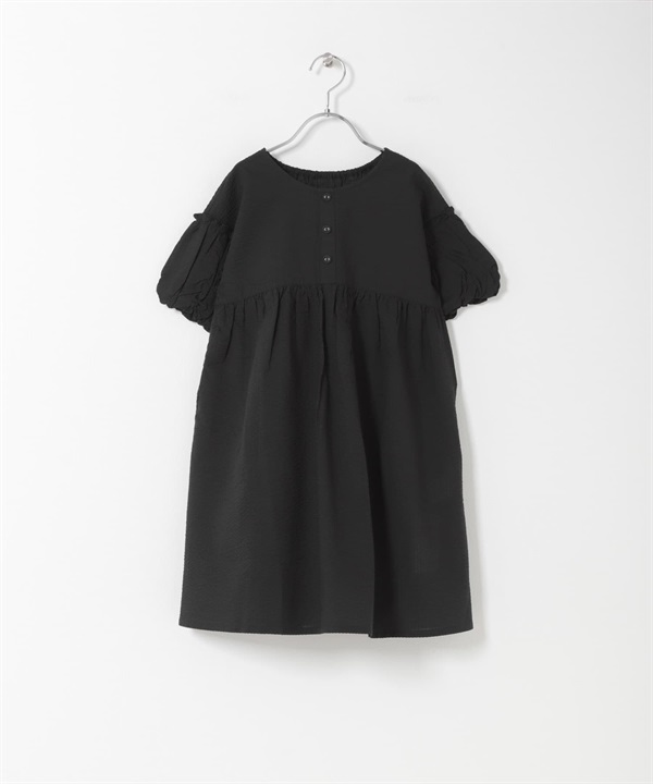 2WAY泡泡紗洋裝(KIDS)(黑色-120(115-125)-BLACK)