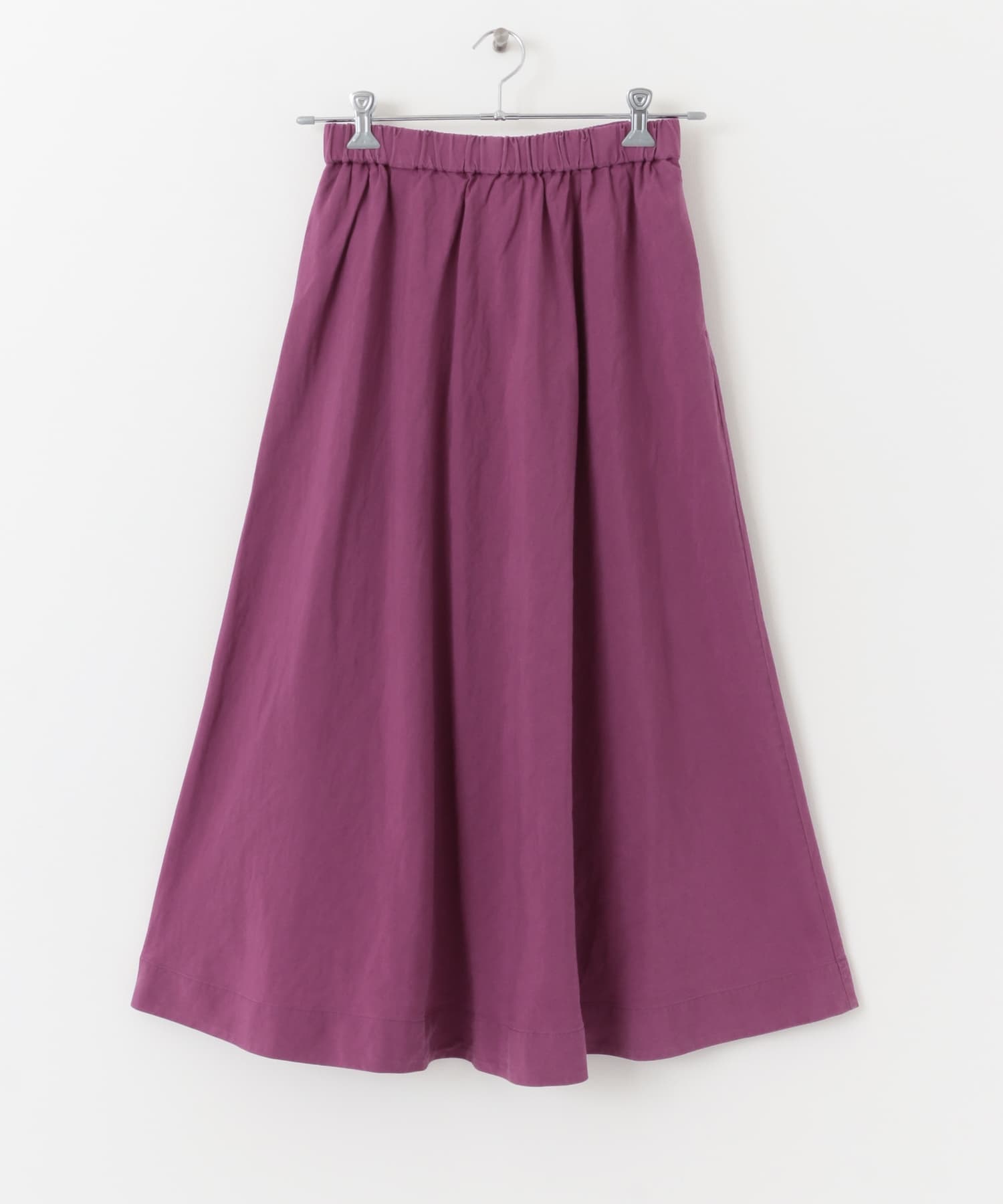 混麻料傘狀裙(紫色-M-PURPLE)