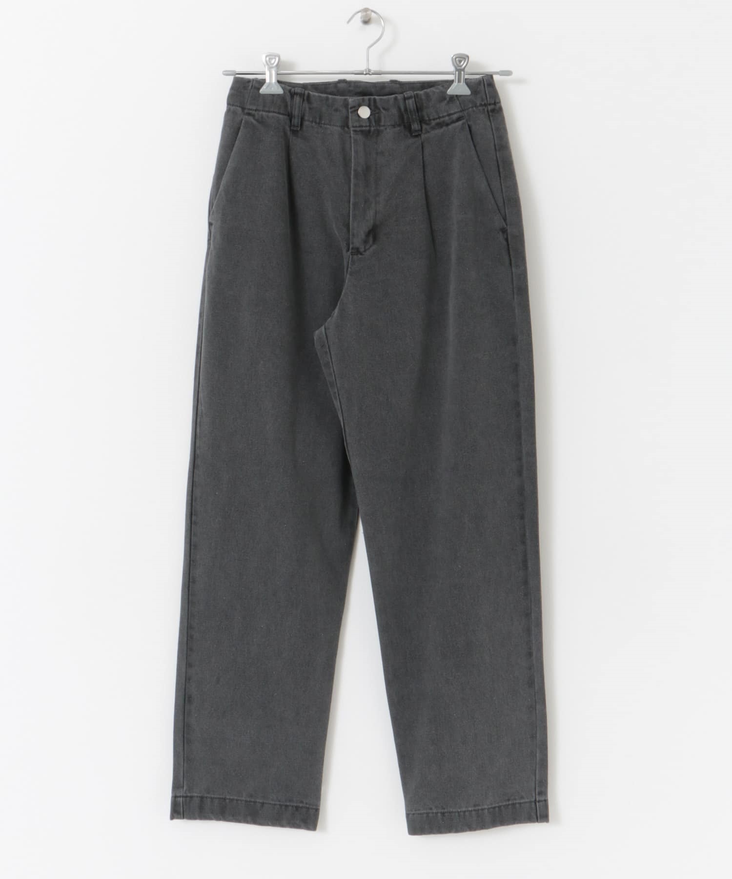 單褶直筒牛仔褲(灰色-M-GRAY)