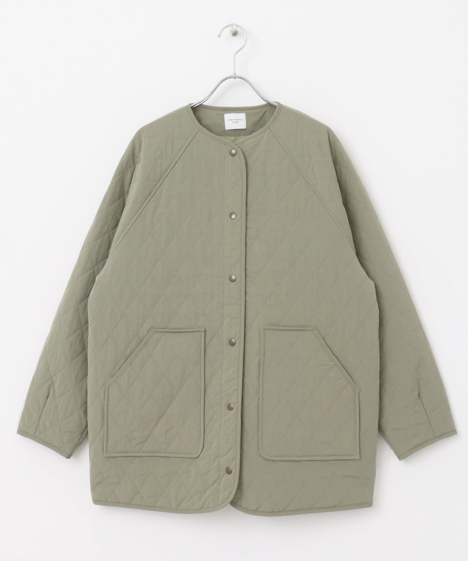 輕暖吉貝木棉絎縫中長版夾克(卡其綠-M-KHAKI)