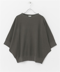 蝙蝠袖圓編羅紋寬鬆T恤(炭灰色-M-CHARCOAL GRAY)