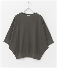 蝙蝠袖圓編羅紋寬鬆T恤(炭灰色-M-CHARCOAL GRAY)