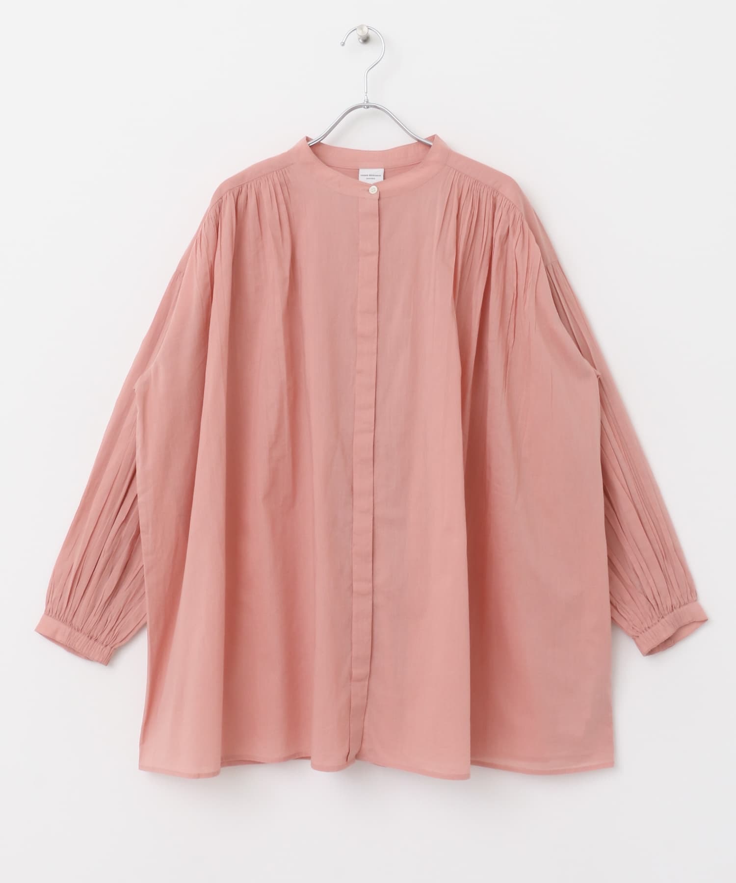 棉質巴里紗碎褶罩衫(粉紅色-M-PINK)