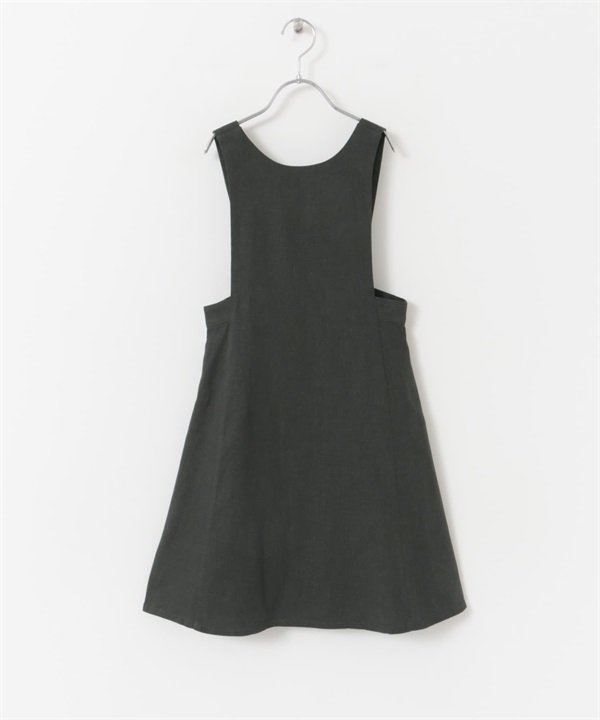 亞麻嫘縈背心裙(KIDS)(墨黑色-120-其他黑色)