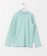 荷葉捲邊羅紋高領T恤(KIDS)(薄荷綠-120-MINT)