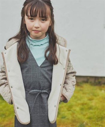 荷葉捲邊羅紋高領T恤(KIDS)