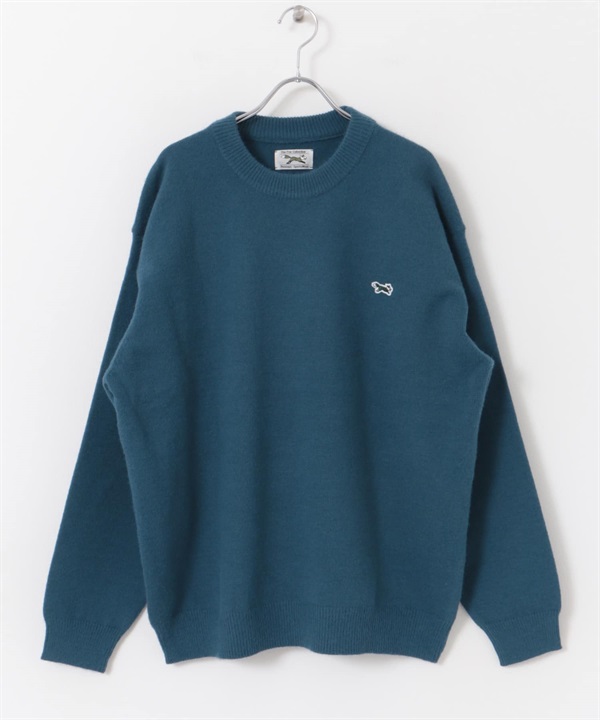 【別注】PENNEYS / THE FOX刺繡圓領舒適針織衫(藍色-M-BLUE)