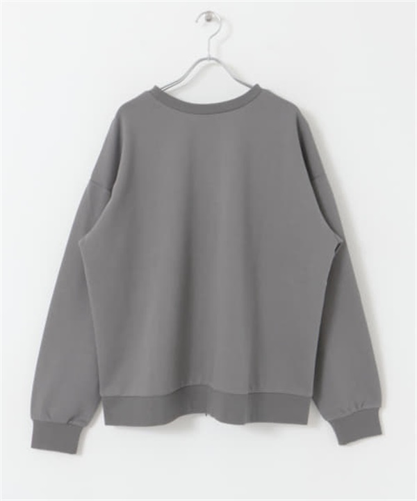 圓領開衩設計休閒上衣(炭灰色-M-CHARCOAL GRAY)