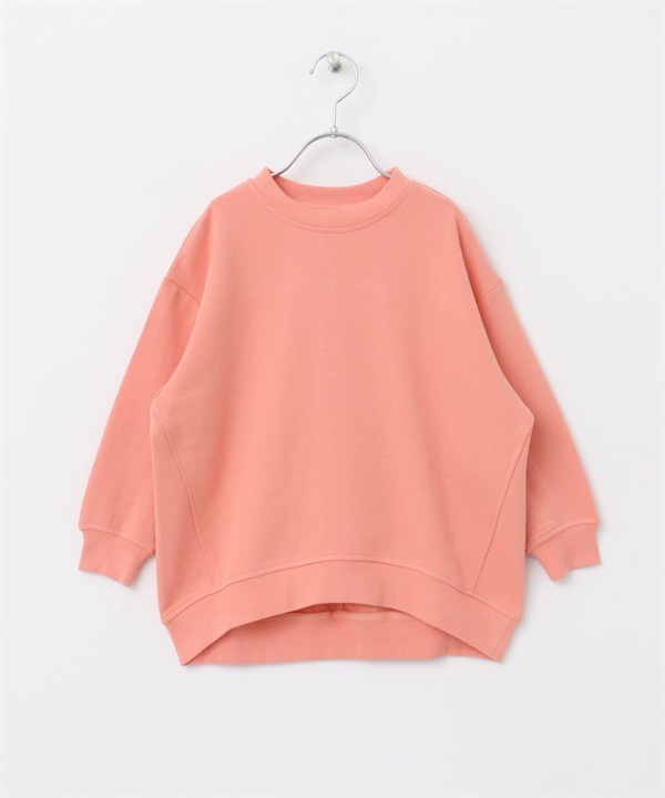 棉質毛圈圓領剪接休閒上衣(KIDS)(鮭魚粉色-120-PINK)