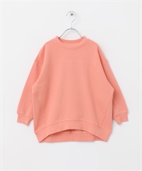 棉質毛圈圓領剪接休閒上衣(KIDS)(鮭魚粉色-120-PINK)