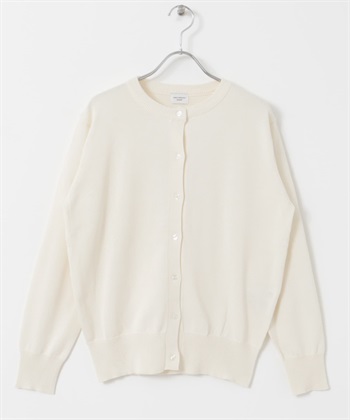 有機棉圓領開襟衫(米色-M-OFF WHITE)