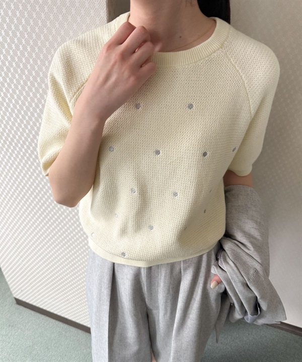 金蔥點點刺繡針織衫