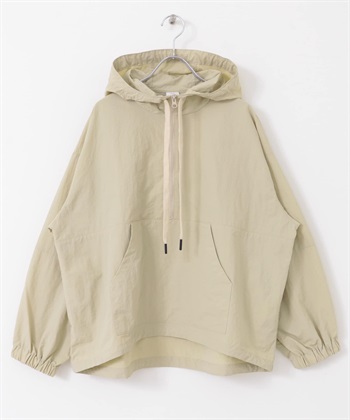 防潑水尼龍連帽上衣(膚色-M-BEIGE)
