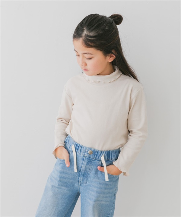 荷葉捲邊羅紋高領T恤(KIDS)