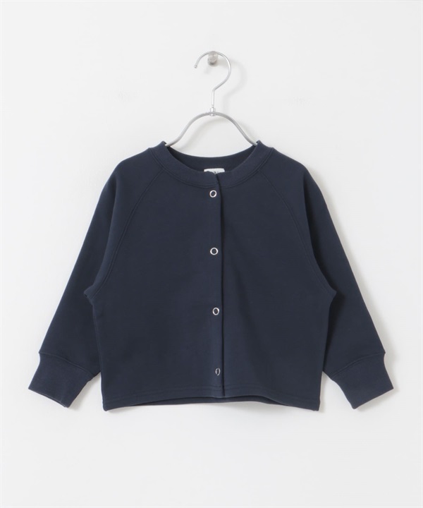 棉質毛圈連肩袖開襟衫(KIDS)(藏青色-120-NAVY)
