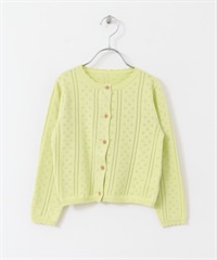鏤空織紋開襟衫(KIDS)(萊姆黃-120-其他綠色)