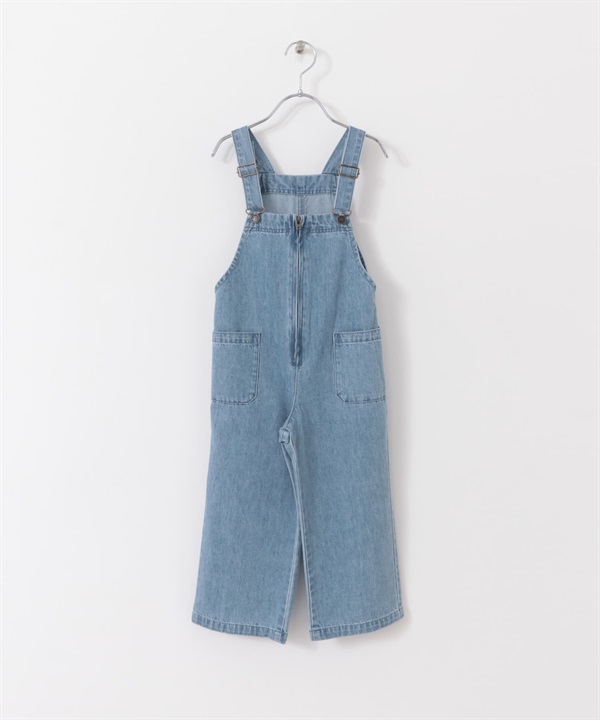 【親子裝】拉鍊牛仔吊帶褲(KIDS)(靛青色-120-LIGHT INDIGO BLUE)