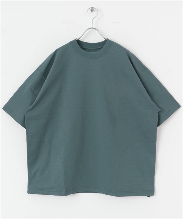 【快乾/涼感/抗皺】華夫格網狀短袖T恤(藍綠色-M-其他藍色)