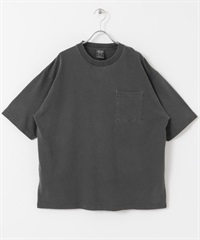 顏料染短袖T恤(墨黑色-M-DEEPBLACK)