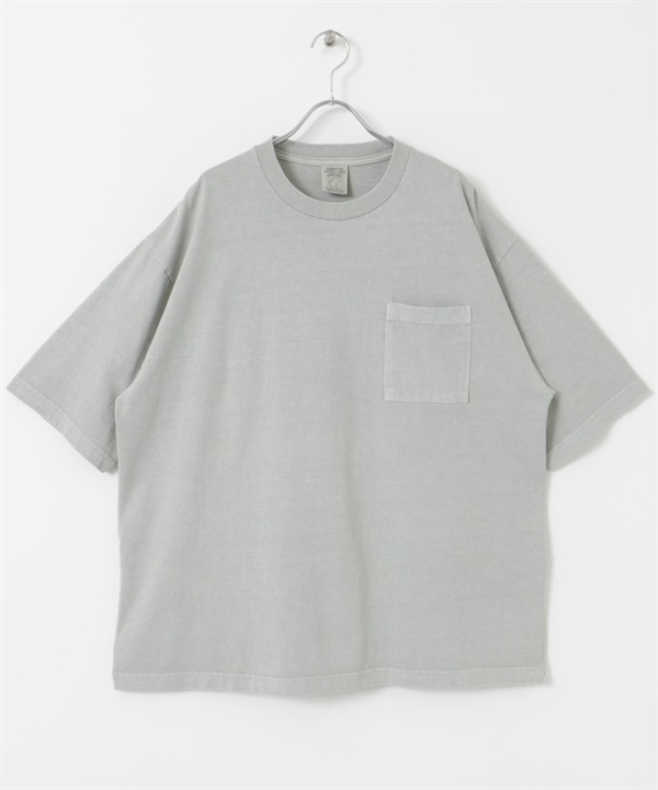 顏料染短袖T恤(淺灰色-M-LIGHT GRAY)