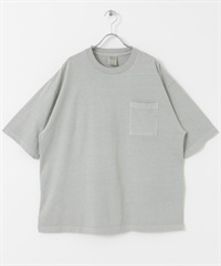 顏料染短袖T恤(淺灰色-M-LIGHT GRAY)