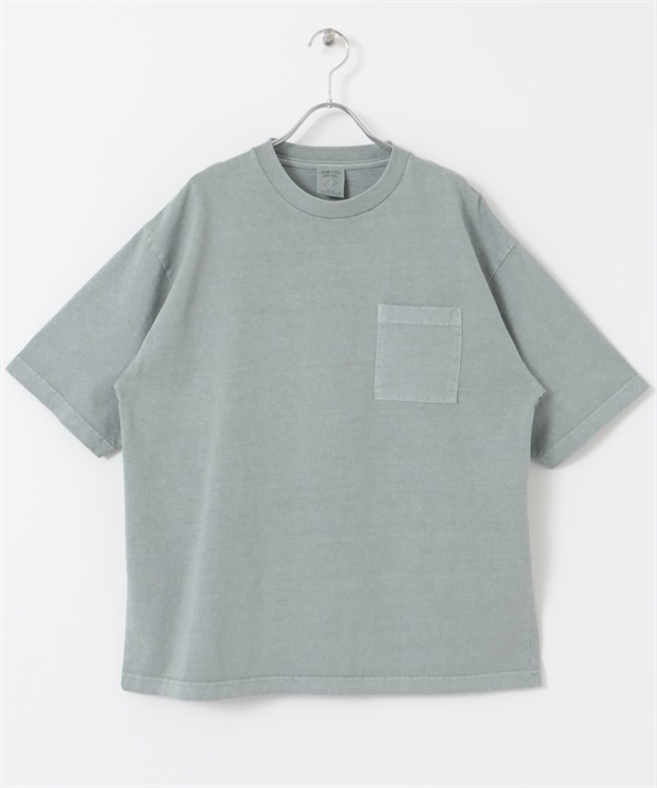 顏料染短袖T恤(藍色-M-LIGHT BLUE)