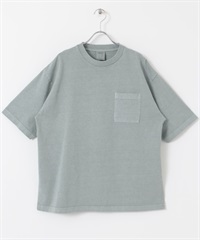 顏料染短袖T恤(藍色-M-LIGHT BLUE)