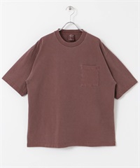 顏料染短袖T恤(酒紅色-M-BURGUNDY)