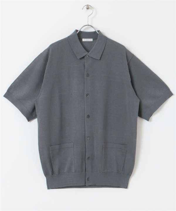 仿亞麻短袖襯衫開襟衫(灰色-M-GRAY)