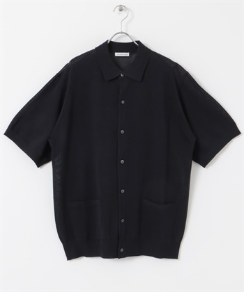 仿亞麻短袖襯衫開襟衫(藏青色-L-NAVY)