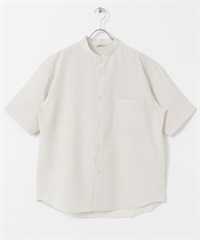 CEOα 極乾爽立領短袖襯衫(米色-M-OFF WHITE)