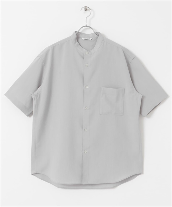 CEOα 極乾爽立領短袖襯衫(淺灰色-M-LIGHT GRAY)