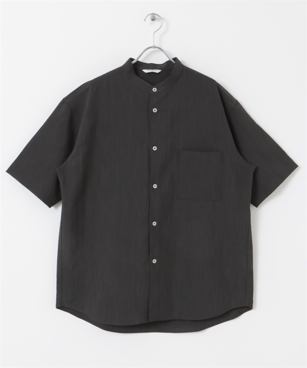 CEOα 極乾爽立領短袖襯衫(炭灰色-M-CHARCOAL GRAY)