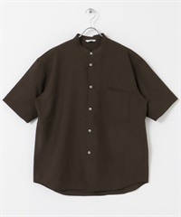 CEOα 極乾爽立領短袖襯衫(棕色-M-BROWN)