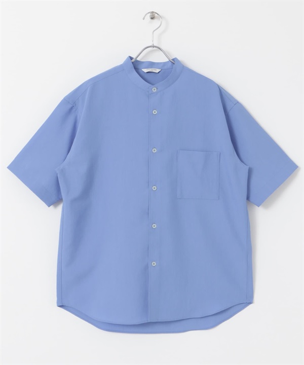 CEOα 極乾爽立領短袖襯衫(寶藍色-M-ROYAL BLUE)