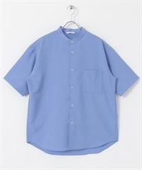 CEOα 極乾爽立領短袖襯衫(寶藍色-M-ROYAL BLUE)